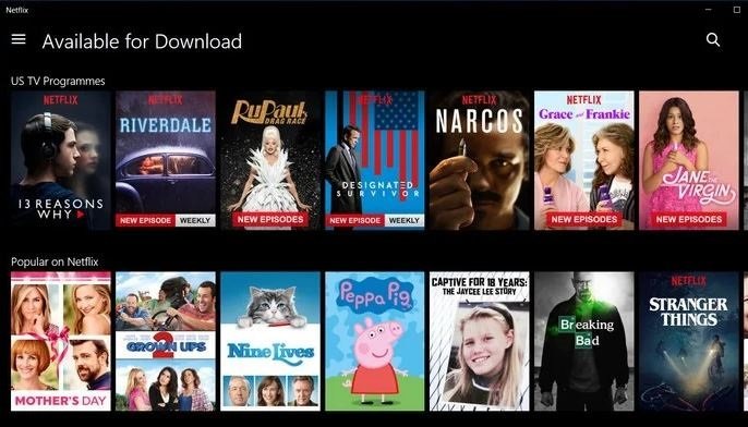 is there a downloadable netflix app for windows 10