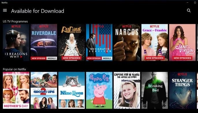 is there a downloadable netflix app for windows 10