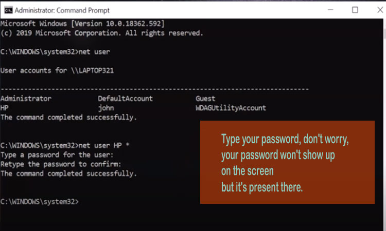 How to Change your Account Password Using Command prompt on Windows 10